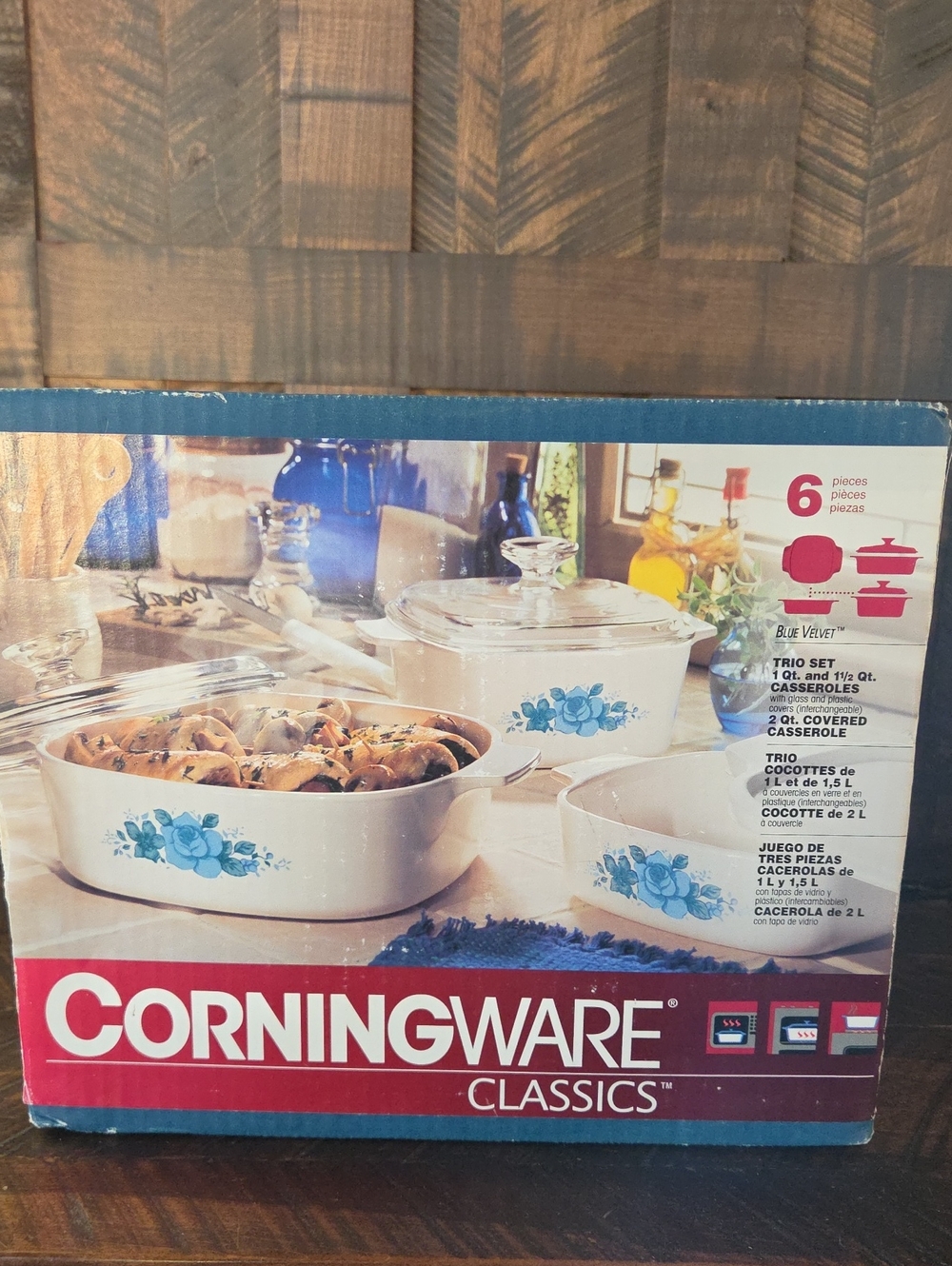Vintage UNOPENED Corningware Blue Velvet Casserole Set